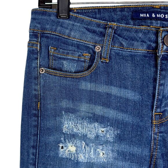 Mia & Moss Jeans Womens‎ Size 6 / 28 Sabine Skinny Denim Distressed Whiskering - Picture 8 of 13
